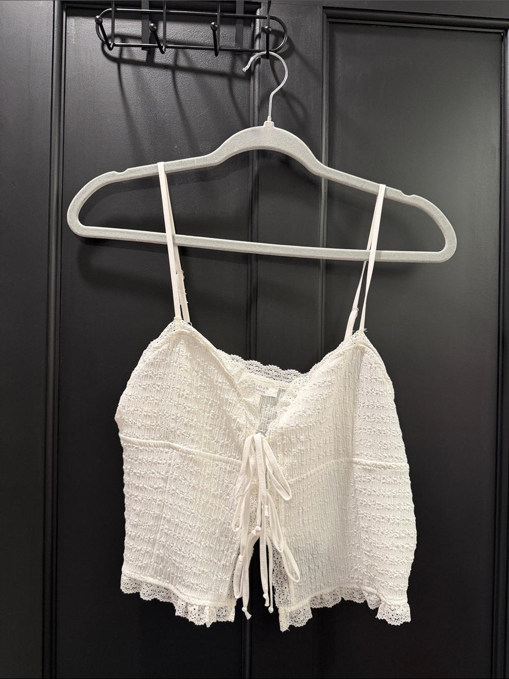 Women's White Crochet Tie-Front Camisole